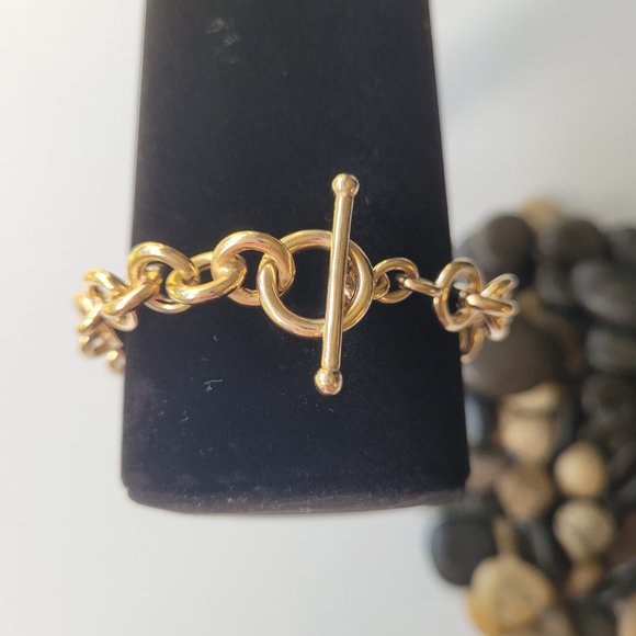 Italian-Made Polished Round Toggle Link Bracelet - Picture 4 of 11